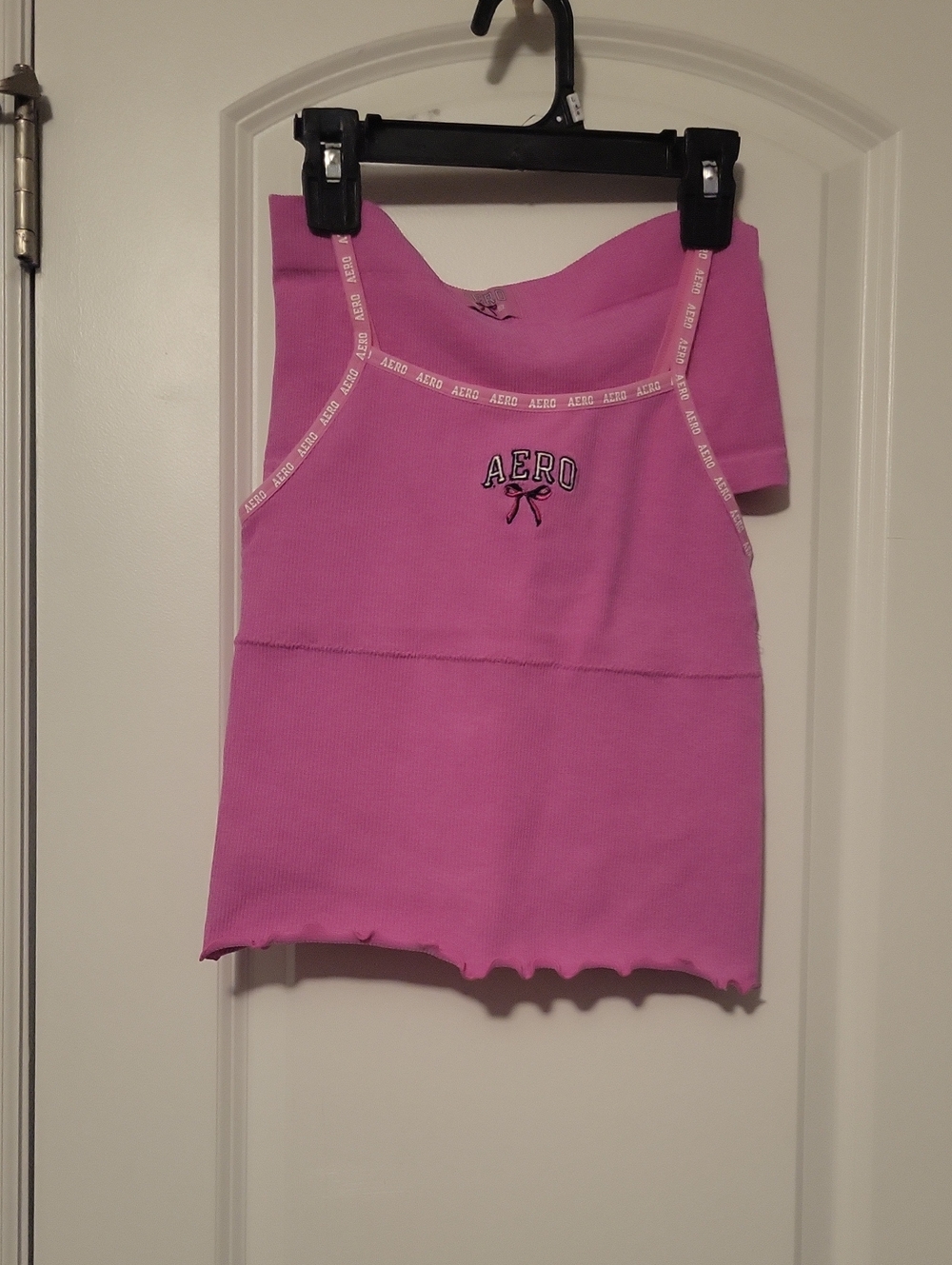 Aeropostale Girls' Bright Pink Ribbed Tank with Logo